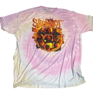 Slipknot Tie Dye Band Tee, Flame Faces Graphic, Unisex Size 3XL